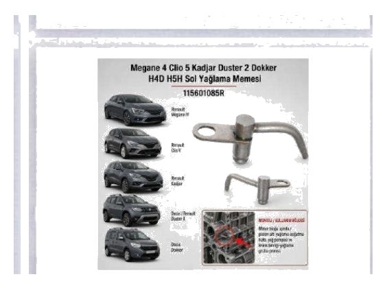 Megane 4 Clio 5 Kadjar Duster 2 Dokker H4D H5H Yağlama Memesi