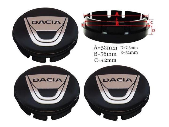 Jant Göbek Arması 56- 52MM (siyah) – Dacia