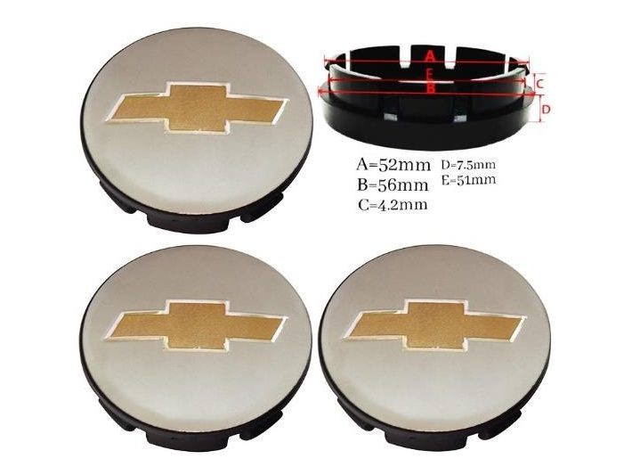 Jant Göbek Arması 56- 52MM (gri-Sari) – Chevrolet