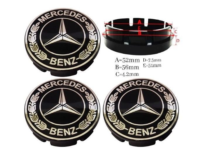 Jant Göbek Arması 56- 52MM (siyah) – Mercedes