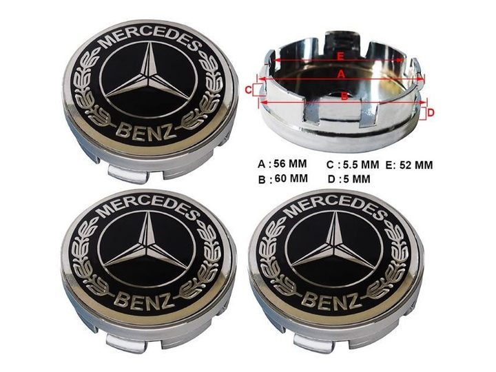 Jant Göbek Arması Nikel 60-56MM (siyah) – Mercedes