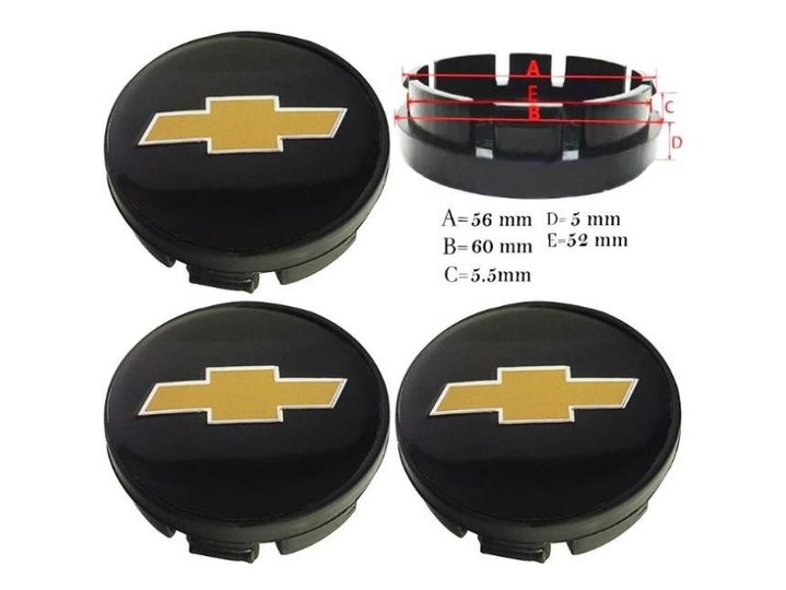 Jant Göbek Arması 56- 60MM (siyah-Sari) – Chevrolet