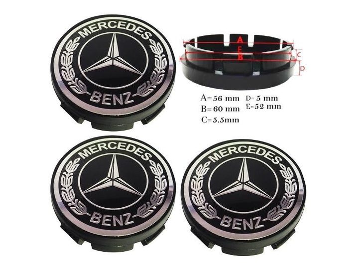 Jant Göbek Arması 60- 56MM (siyah) – Mercedes