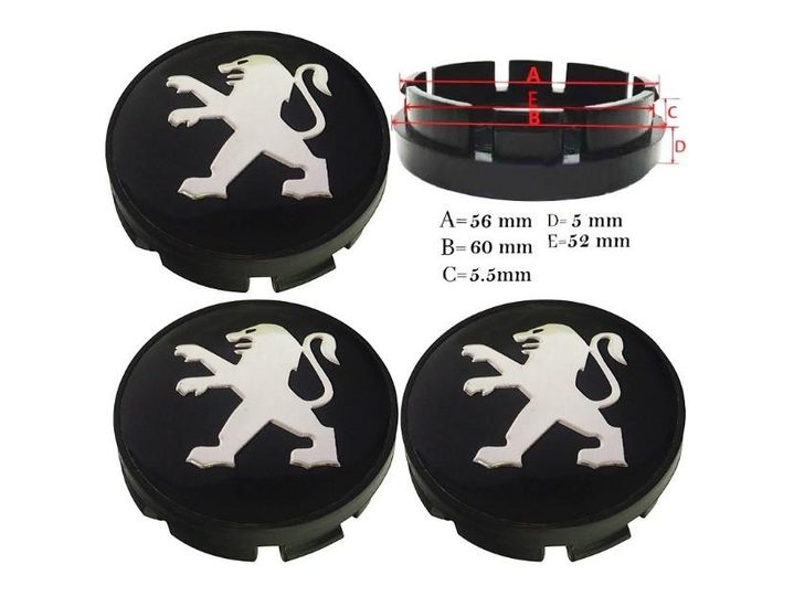 Jant Göbek Arması 60- 56MM (siyah) – Peugeot