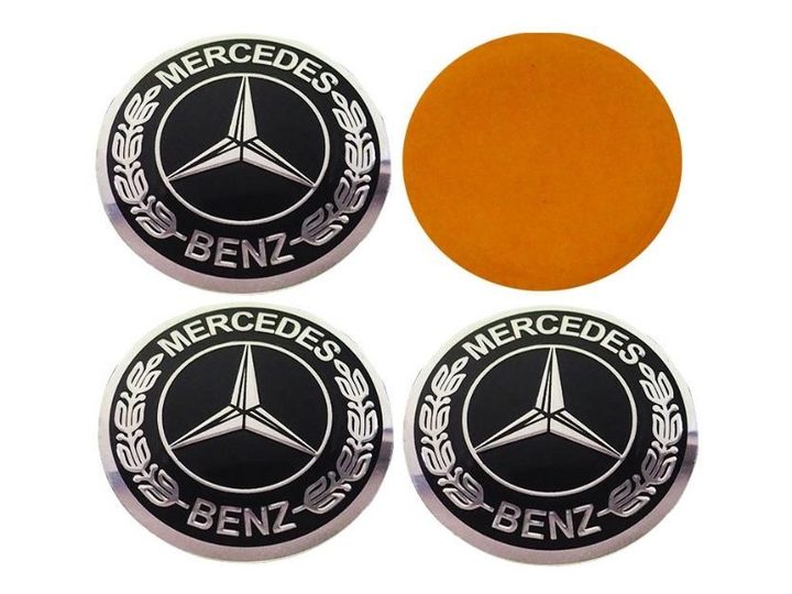 Jant Göbek Arması (4 LÜ) Yapışma Oval 56Q (siyah) – Mercedes